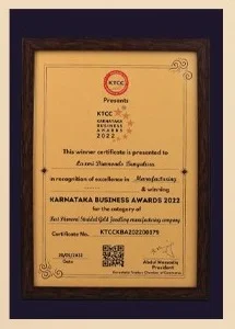 Laxmi Diamonds Bengaluru, KTCC Karnataka Business Awards 2022, Best Diamond Studded Gold Jewellery Manufacturing Company